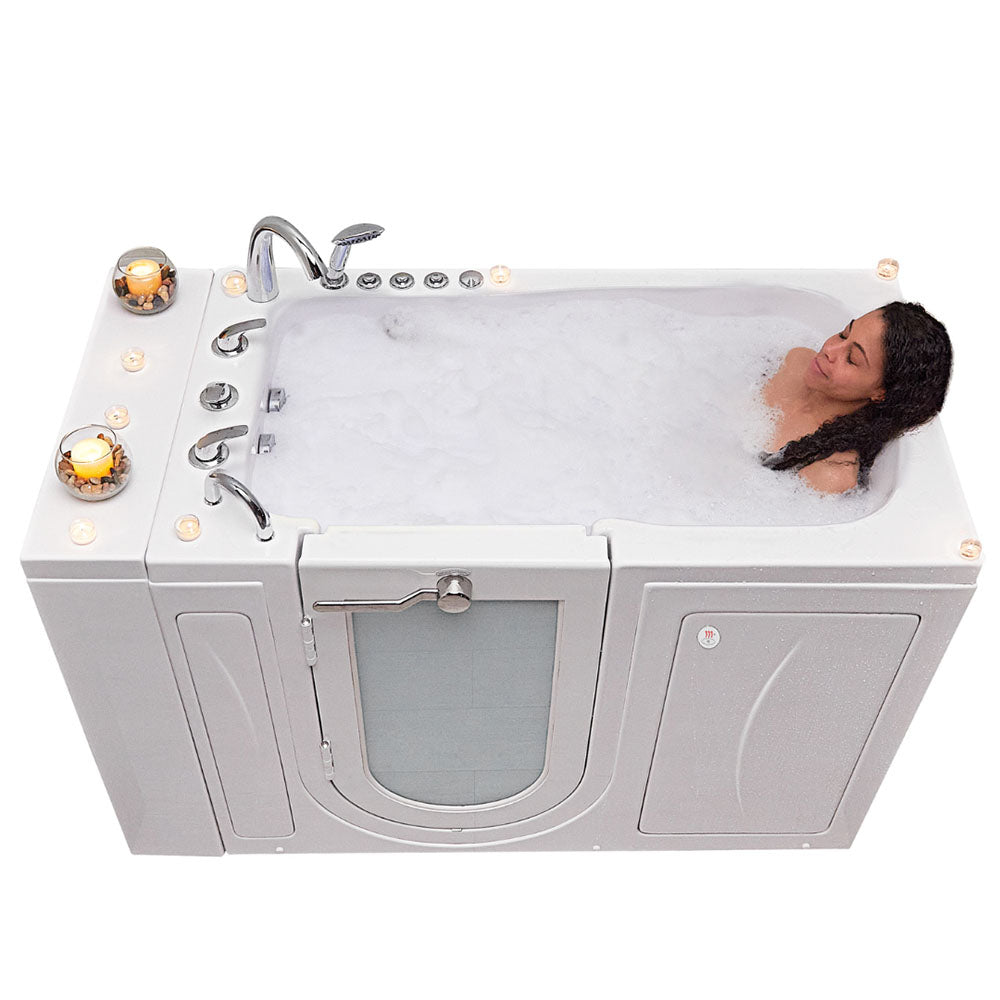 Ella's Bubbles, Ella Capri 30"x52" Acrylic Air and Hydro Massage and Heated Seat Walk-In Bathtub with Left Outward Swing Door, 5 Piece Fast Fill Faucet, 2" Dual Drain