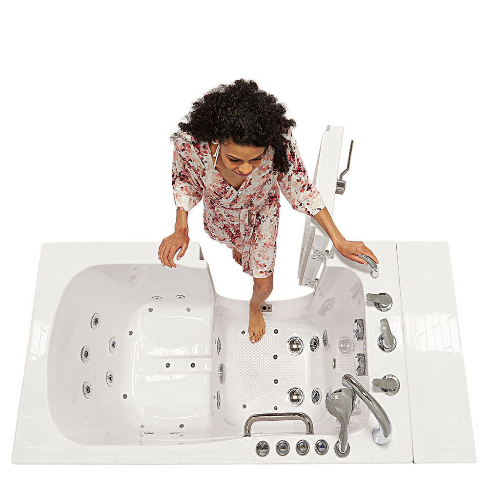 Ella's Bubbles, Ella Capri 30"x52" Acrylic Air and Hydro Massage and Heated Seat Walk-In Bathtub with Left Outward Swing Door, 5 Piece Fast Fill Faucet, 2" Dual Drain