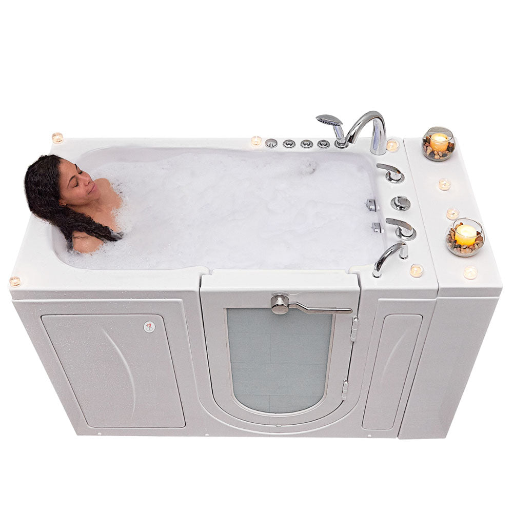 Ella's Bubbles, Ella Capri 30"x52" Acrylic Air and Hydro Massage and Heated Seat Walk-In Bathtub with Right Outward Swing Door, 5 Piece Fast Fill Faucet, 2" Dual Drain