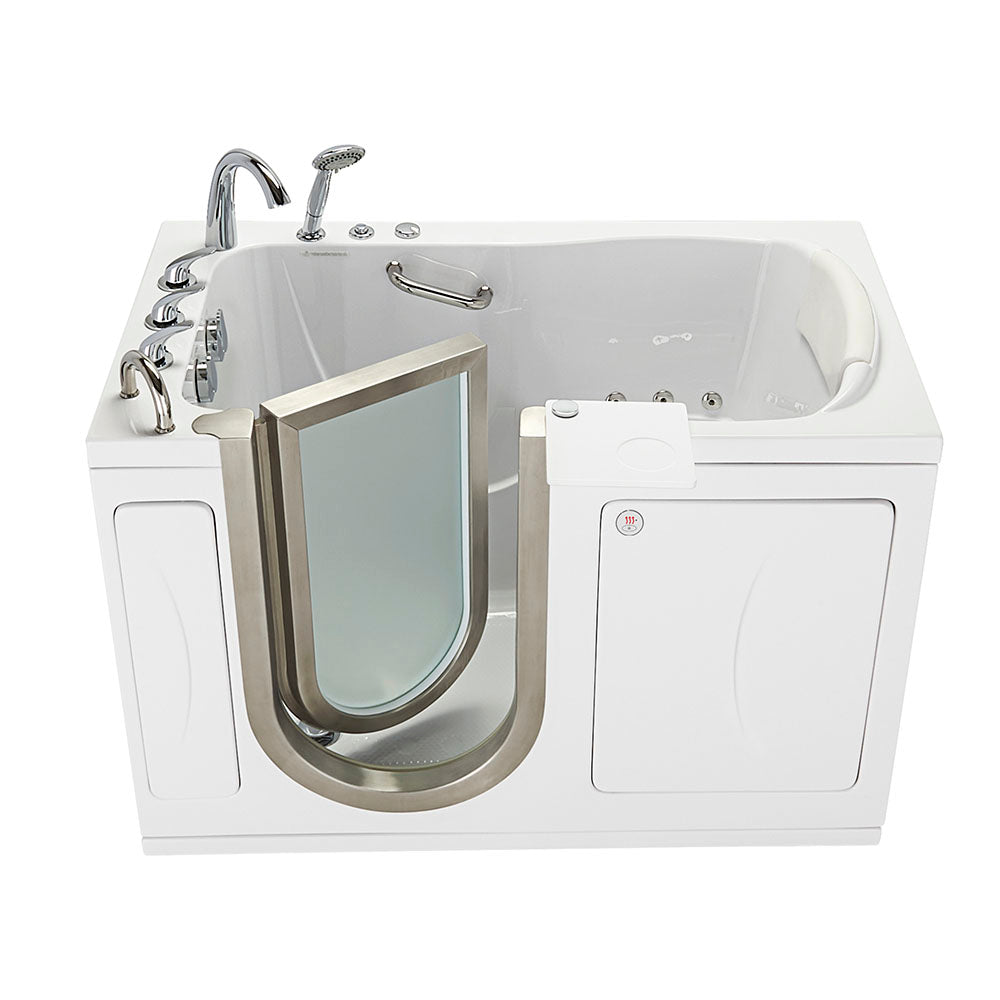 Ella's Bubbles, Ella Elite 30"x52" Acrylic Hydro Massage Walk-In Bathtub with Left Inward Swing Door, Heated Seat, 5 Piece Fast Fill Faucet, 2" Dual Drain