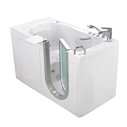 BathTubsPlus, Ella Royal 32"x52" Acrylic Air and Hydro Massage Walk-In Bathtub with Right Inward Swing Door, 2 Piece Fast Fill Faucet, 2" Dual Drain