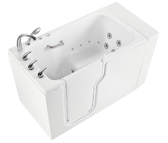 BathTubsPlus, Ella Standard Acrylic Hydro Massage Walk in Tub 30"x52", Left Inward Swing Door, 5 Piece Faucet