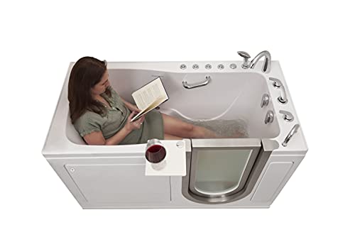 BathTubsPlus, Ella's Bubbles 93218-HSB Ella Ultimate 30"x60" Acrylic Air and Hydro Independent Foot Massage Walk-in-Bathtub, Right Inward Swing Door, Heated Seat, 5 Piece Fast Fill Faucet, 2" Dual Drain, White