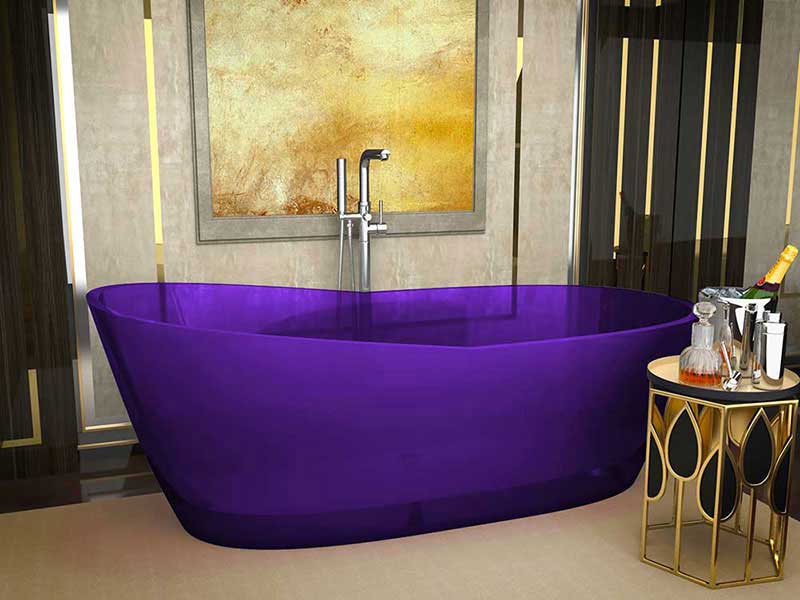 Anzzi, Ember 65 in. One Piece Anzzi Stone Freestanding Bathtub in Translucent Evening Violet