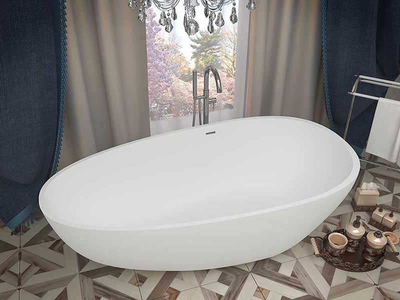 Anzzi, Fiume 67 in. One Piece Anzzi Stone Freestanding Bathtub in White