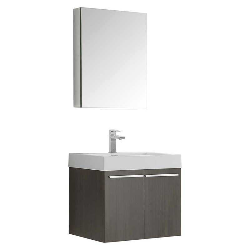 Fresca Bath, Fresca Alto 23" Gray Oak Wall Hung Modern Bathroom Vanity with Medicine Cabinet