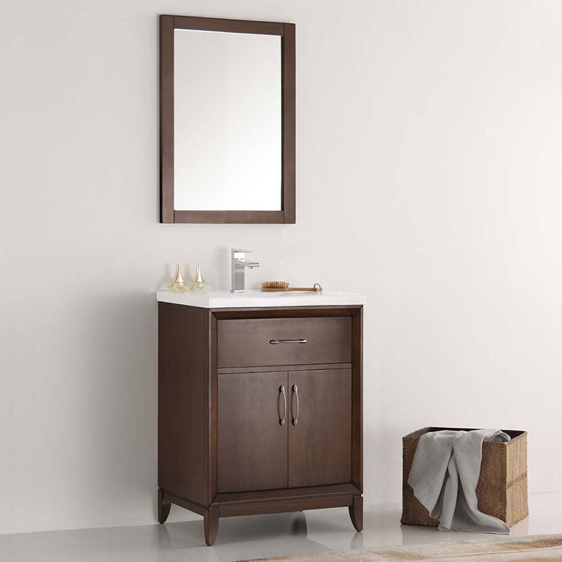 Fresca Bath, Fresca Cambridge 24" Antique Coffee Traditional Bathroom Vanity with Mirror