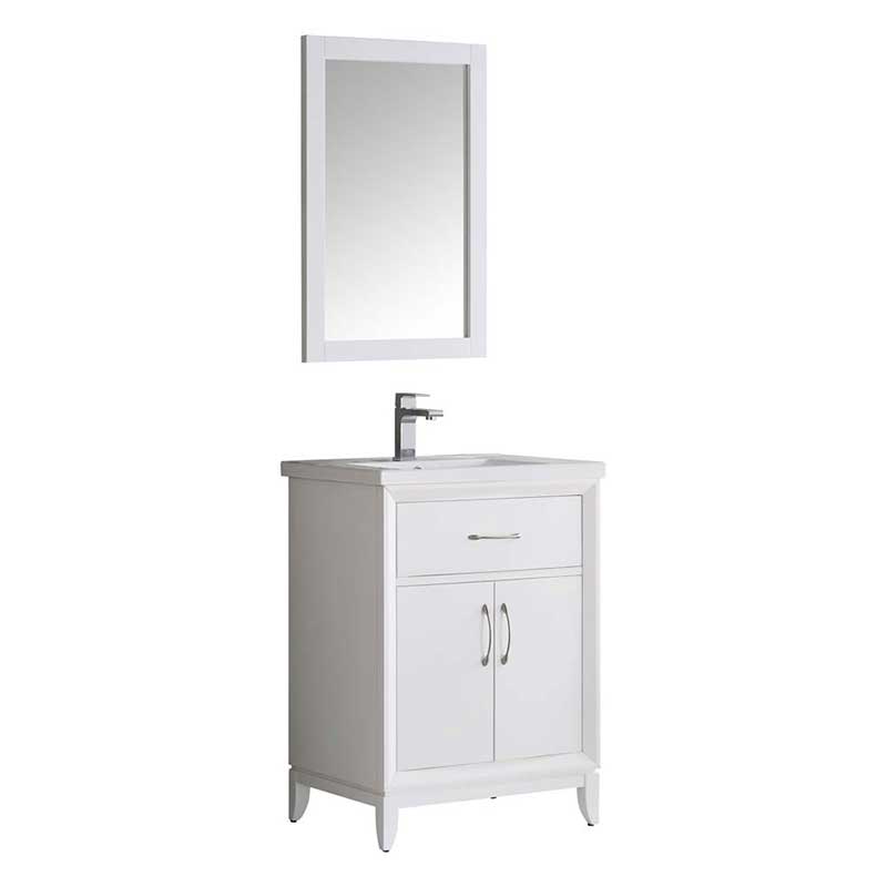 Fresca Bath, Fresca Cambridge 24" White Traditional Bathroom Vanity with Mirror