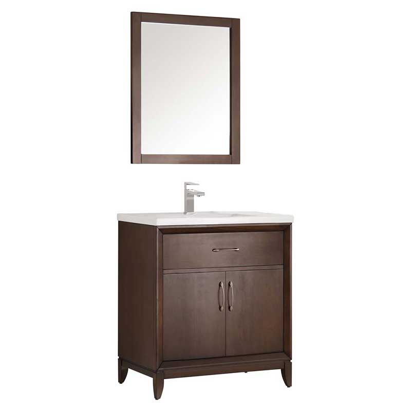 Fresca Bath, Fresca Cambridge 30" Antique Coffee Traditional Bathroom Vanity with Mirror