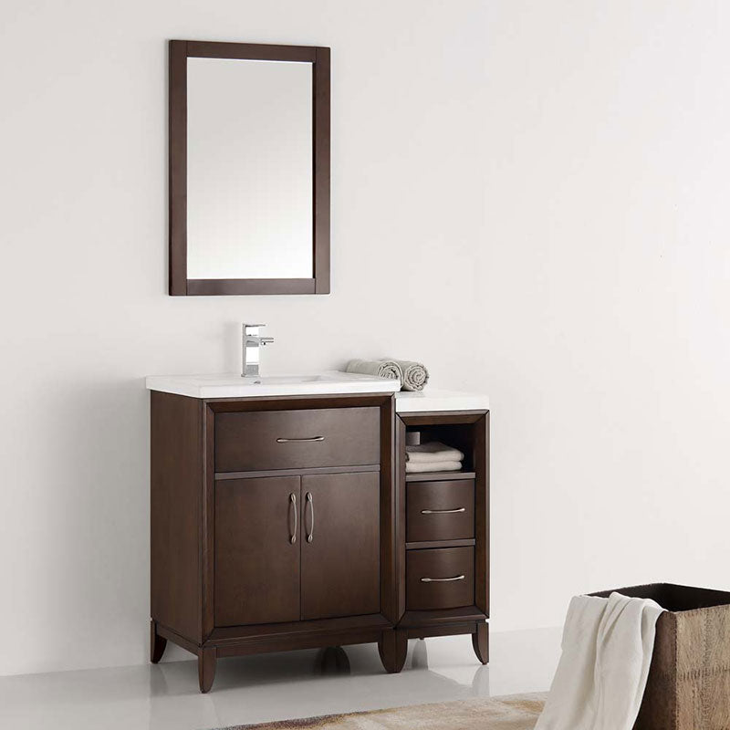 Fresca Bath, Fresca Cambridge 36" Antique Coffee Traditional Bathroom Vanity with Mirror