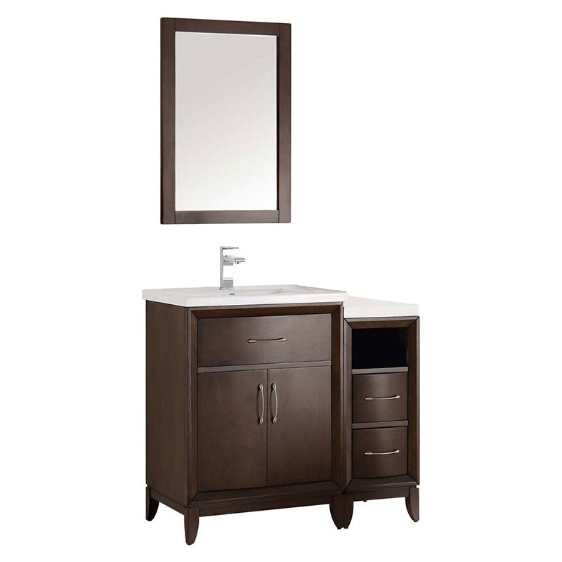 Fresca Bath, Fresca Cambridge 36" Antique Coffee Traditional Bathroom Vanity with Mirror