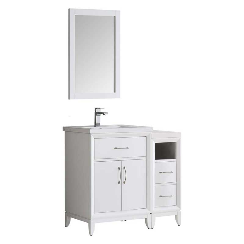 Fresca Bath, Fresca Cambridge 36" White Traditional Bathroom Vanity with Mirror