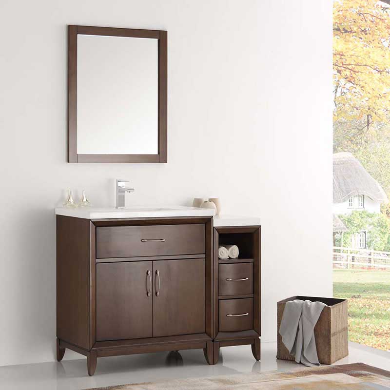 Fresca Bath, Fresca Cambridge 42" Antique Coffee Traditional Bathroom Vanity with Mirror