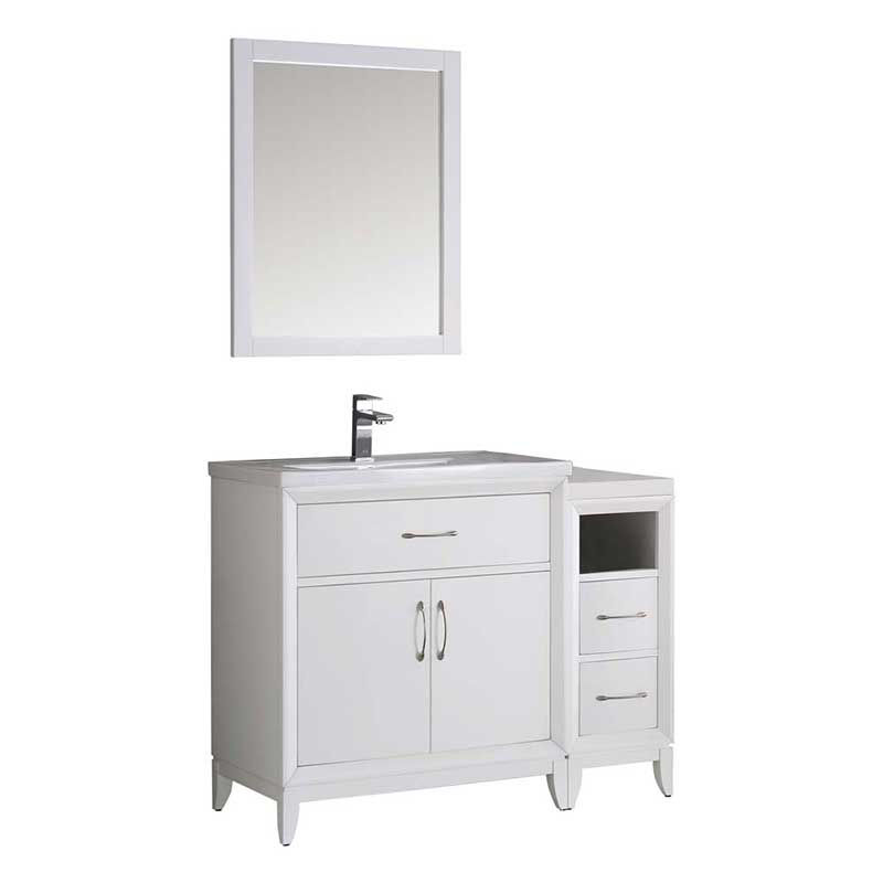 Fresca Bath, Fresca Cambridge 42" White Traditional Bathroom Vanity with Mirror