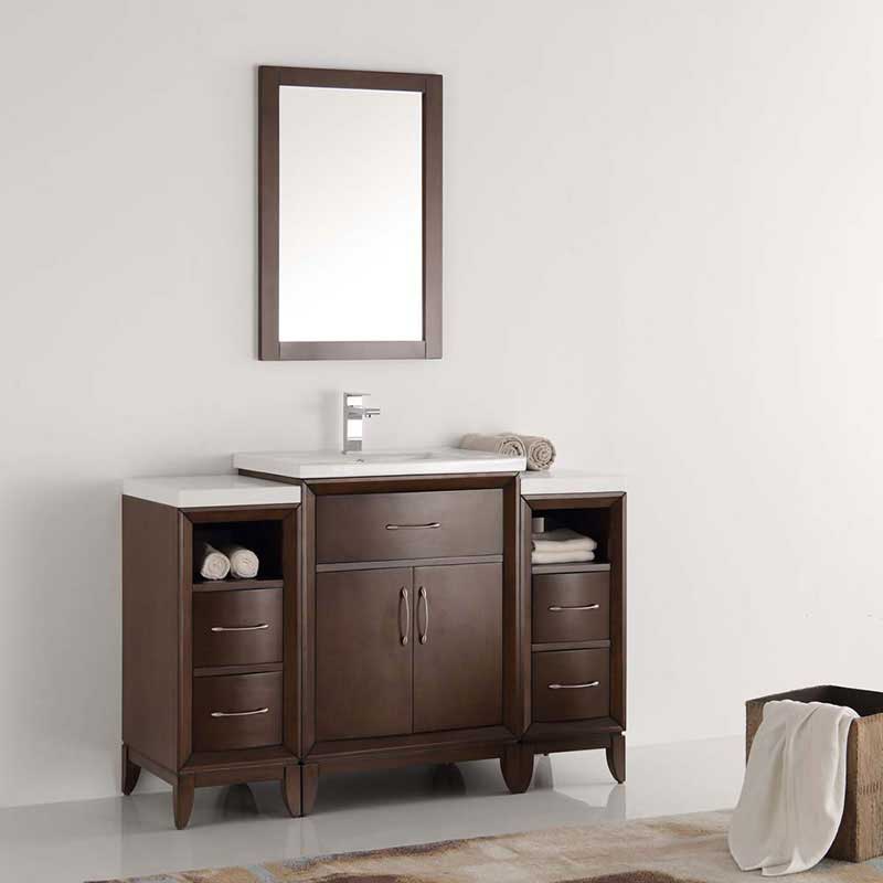 Fresca Bath, Fresca Cambridge 48" Antique Coffee Traditional Bathroom Vanity with Mirror