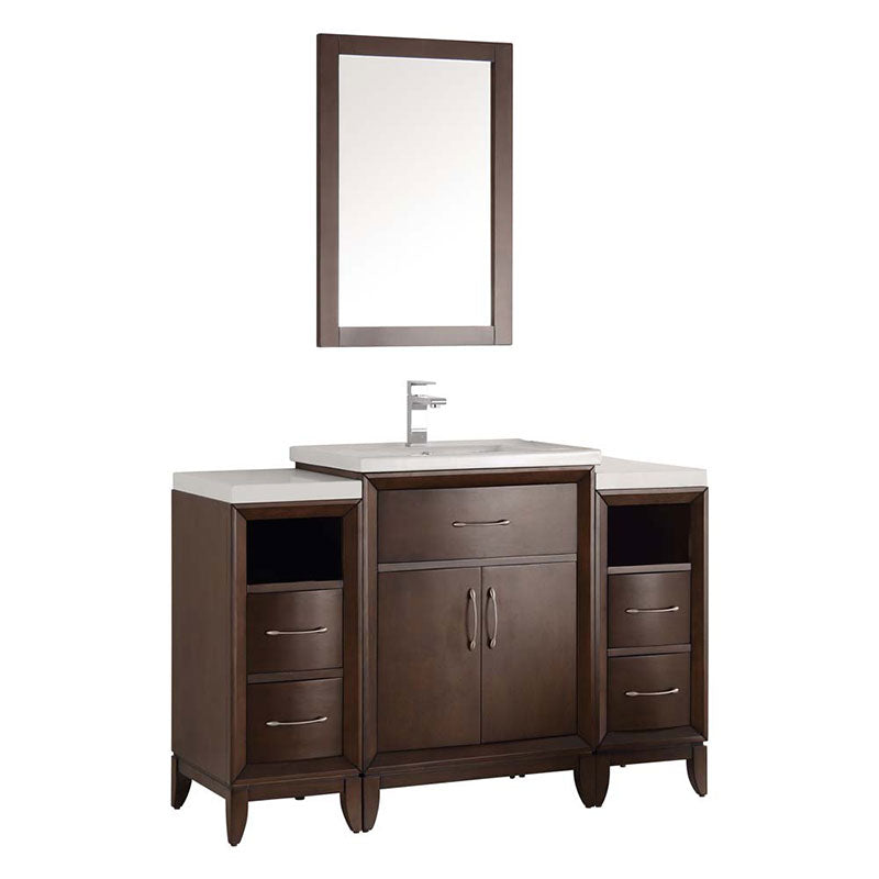 Fresca Bath, Fresca Cambridge 48" Antique Coffee Traditional Bathroom Vanity with Mirror