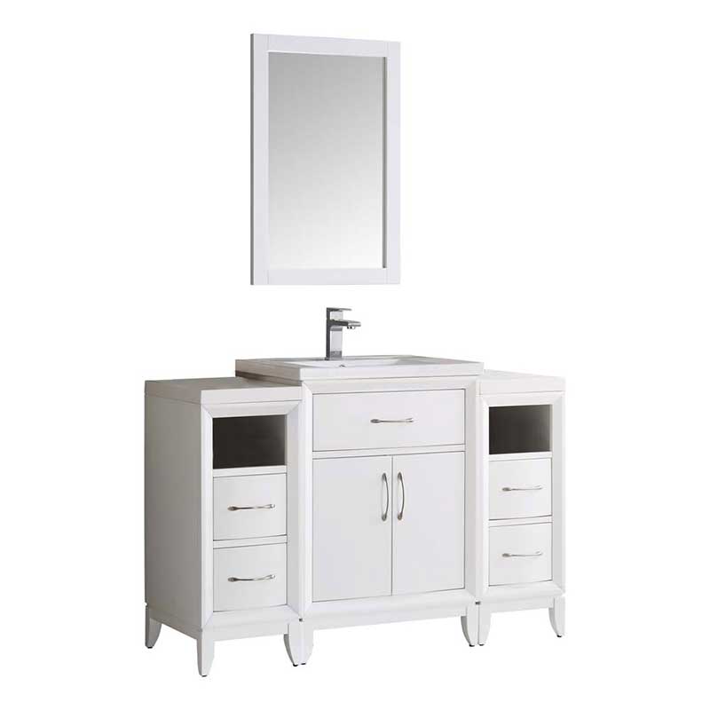 Fresca Bath, Fresca Cambridge 48" White Traditional Bathroom Vanity with Mirror