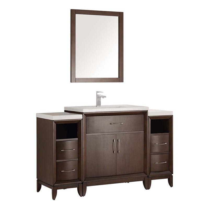 Fresca Bath, Fresca Cambridge 54" Antique Coffee Traditional Bathroom Vanity with Mirror